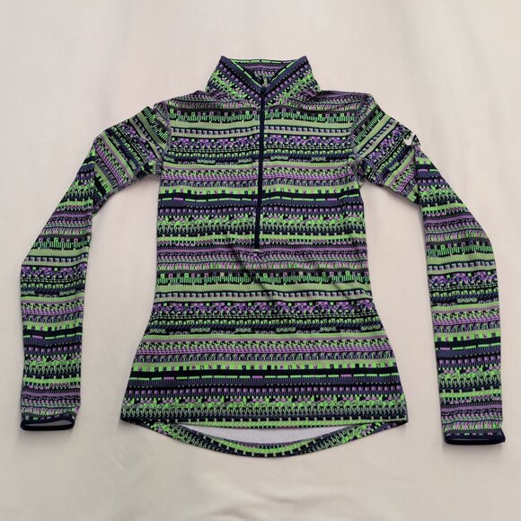 Nike Pro Dri-FIT‎ Women's Long-Sleeve Half-Zip Top S - Green Pattern - Picture 2 of 10